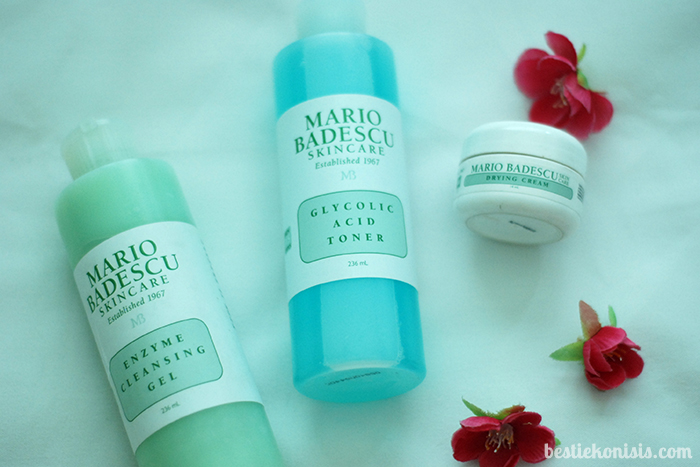 mario badescu renzyme cleansing gel, glycolic acid toner, drying cream review