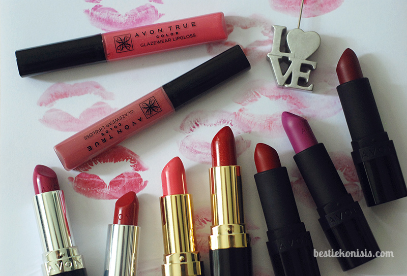 AVON true color matte lipsticks, 24k lipsticks, glazewear lip glosses - review