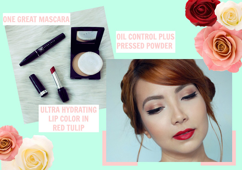 Avon Summer Makeup - matte face powder, red lipstick