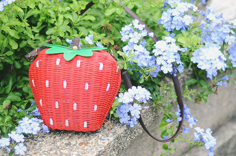 strawberry wicker bag